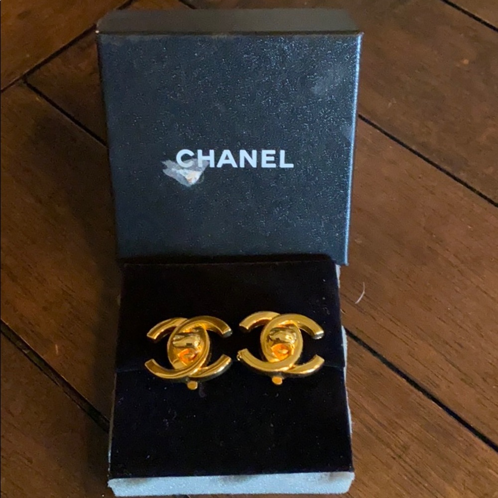 Chanel Turn Lock Clip on Earrings